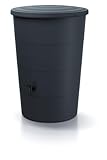 RETEC Regentonne Logos, Grau, UV-beständiger Kunststoff, 160 Liter Fassungsvermögen, Mit Wasserhahn, Garten Regentonne