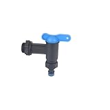 GASMIS Auslaufhahn für Regentonne, Kunststoff Ersatz-Hahn, Wasserhahn für Regenwassertonne, Regenfass, Wassertonnen - mit Dichtung, Kontermutter und Hahnanschluss, 3/4' 26,44mm, Schwarz/Blau, 1 Stück