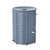 TATIVALO Faltbare Regentonne 380L, Regenwassertank mit Deckel, Wasserhahn & Filter, UV-beständiges Regenfass PVC für Gartenbewässerung, Regenwasserbehälter für Garten & Balkon, Dunkelgrau