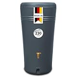 4rain Azura 2in1 Regentonne 230 Liter Graphite Grey inkl. Pflanzschale - Wandtank, Wassertank, Regenwassertonne, Regenwassertank, Wasserbehälter, Wassertonnen für Garten, Regenfass, Wasserfass