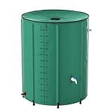 TATIVALO Faltbare Regentonne 500L, Regenwassertank mit Wasserhahn & Filterdeckel, großer Regenwasserbehälter PVC UV-beständig, Regentonne für Garten, Terrasse & Gewächshaus, Grün