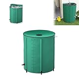 LZQ Regentonne Faltbar mit Skala, 200L Regenwassertonne aus Matter PVC-Plane, Tragbarer Wassertank mit Ablauf, Tonne mit Deckel, Eisbaden Tonne, Regentonnen IBC Tank Zubehör für Garten, Grün