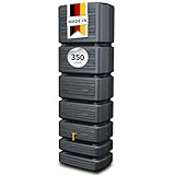 4rain Slim Wood Decor Regentonne 350 Liter Graphite Grey - Wandtank, Wassertank, Regenfass, Regenwassertonne, Regenwassertank, Wasserbehälter, Wasserfass, Wassertonnen für Garten, Wassertonne