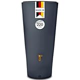 4rain Vaso 2in1 Regentonne 220 Liter Graphite Grey inkl. Pflanzschale - Regenfass, Regenwassersammler, Regenwassertonne, Regenwassertank, Wasserfass, Wassertonne, Wasserbehälter, Wassertank