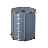 TATIVALO Faltbare Regentonne 200L, Regenwassertank mit Deckel & Wasserhahn, Regenfass Garten wasserdicht, UV-beständig, PVC Regenwasserbehälter für Garten, Balkon & Camping, Dunkelgrau