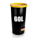 BigDean wetterfeste Mülltonne 60L mit luftdicht verschließbarem Deckel in Gelb – Gelber Sack Tonne Futtertonne oder Mülltonne geeignet – für Innen + Außen – Made in Germany