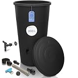 YourCasa Regentonne 200 Liter [inkl. Anschlusset & Bohrer] Regenfass Wetterfest aus Kunststoff mit Wasserhahn - Regenwassertonne - Wasserfass Regenwassertank Wassertonne für Garten (Anthrazit, 200L)