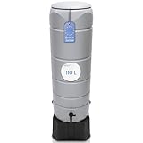 YourCasa Regentonne [CircleTower] 110L mit Standfuss, Deckel & Wasserhahn - Regenfass Frostsicher aus Kunststoff - Regenwassertonne - Regenwassertank Garten Wassertank Regensammler (Grau)