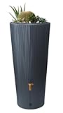 4rain Vaso Decor 2in1 Regenspeicher Regentonne 220 Liter Graphite Grey inkl. Pflanzschale - Regenfass, Regenwassersammler, Regenwassertonne, Wasserfass, Regenwassertank, Wasserbehälter, Wassertank