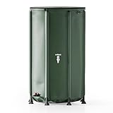 Wiltec Faltbare Regentonne 500 l mit Deckel, Regenfass aus 620 g/m² PVC, Regenwassertank mit Wasserhahn, Wasserspeicher Garten mit Schlauchanschluss