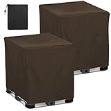 2-Teiliges Set Wasserdicht Ibc Tank Aabdeckung,Abdeckung für IBC Behälter 300L 600L 800L 1000L, IBC Container Zubehör Schutzhülle,Abdeckplane für Regentonne Con(Size:600L :120*80*100CM,Color:braun)