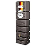 4rain Slim Wood Decor Regentonne 350 Liter Darkwood - Wandtank, Wassertank, Regenfass, Regenwassertonne, Regenwassertank, Wasserbehälter, Wasserfass, Wassertonnen für Garten, Wassertonne