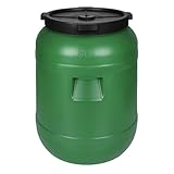 F & R Regentonne mit Deckel 80 Liter aus HDPE I Futtertonne Pferd I Wassertank Fass Tonne mit Deckel I Regenfass für Garten I Regenwassertonne I Wassertonne I Gärfass I Regenwassertank