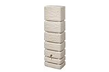 4rain Slim Stone Decor Regentonne 350 Liter sandbeige - Wandtank, Wassertank, Regenfass, Regenwassertonne, Regenwassertank, Wasserbehälter, Wasserfass, Wassertonnen für Garten, Wassertonne