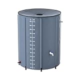 TATIVALO Faltbare Regentonne 500L, Regenwassertank mit Wasserhahn & Filterdeckel, großer Regenwasserbehälter PVC UV-beständig, Regentonne für Garten, Terrasse & Gewächshaus, Dunkelgrau