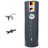 GARANTIA Nordic Regentonne Komplett-Set 500 Liter Graphite Grey inkl. Chrom-Doppelauslaufhahn und Fallrohranschluss