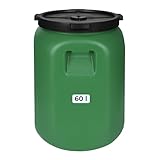 F & R Regentonne mit Deckel 60 Liter aus HDPE I Futtertonne Pferd I Wassertank Fass Tonne mit Deckel I Regenfass für Garten I Regenwassertonne I Wassertonne I Gärfass I Regenwassertank