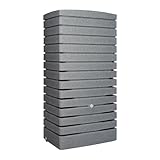 FLORANTIA Regentonne eckig Regenwassertank Catania 210 Liter grau aus UV- und witterungsbeständigem Material. Regenfass BZW. Regenwassertonne mit kindersicherem Deckel und Messinganschlüssen