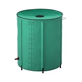 TATIVALO Faltbare Regentonne 200L, Regenwassertank mit Deckel & Wasserhahn, Regenfass Garten wasserdicht, UV-beständig, PVC Regenwasserbehälter für Garten, Balkon & Camping, Grün