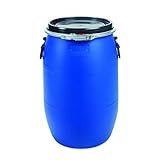 OIPPS 60 Liter Blauer Deckelfass, 100% Lebensmittelqualität Wasserdicht, UN-zertifiziert, Regentonne, Plastikfass Lagerfass, luftdicht stapelbar