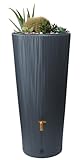 4rain Vaso Decor 2in1 Regenspeicher Regentonne 220 Liter Graphite Grey inkl. Pflanzschale - Regenfass, Regenwassersammler, Regenwassertonne, Wasserfass, Regenwassertank, Wasserbehälter, Wassertank