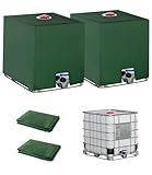Tixexo 2PC IBC Tank Abdeckung, Wassertank Abdeckplane 1000L, IBC Container Zubehör, IBC Wassertank Abdeckung für Wasserfass, Anti-UV Schutzplane Regenwassertank Abdeckung, 116 x 100 x 120 cm