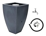 Regentonne Regenbehälter Regentank Regenfass 200 L eckig - modernes Desing (Granit schwarz)