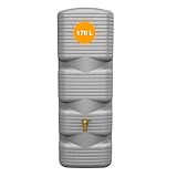 YOURSOL Quadro Wandtank 170 L Betongrau Komplett-Set, Regentonne schmal mit Auslaufhahn & Fallrohrfilter, Regenwasserbehälter Hauswand, Regenfass