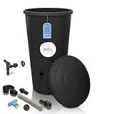 YourCasa Regentonne 160 Liter [inkl. Anschlusset & Bohrer] Regenfass Wetterfest aus Kunststoff mit Wasserhahn - Regenwassertonne - Wasserfass Regenwassertank Wassertonne für Garten (Anthrazit, 160L)