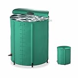 Aufun Regenwassertonne Wassertank, 200L Regentonne Faltbar, mit Abflussventil und Volumen-Skala, einfache Aufbewahrung, rostfrei und witterungsbeständig (Grün)