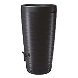 Design Regentonne 240 L mit Wasserhahn - anthrazit - Regentank mit Pflanzschale als Deckel - Kunststoff Wasser Tonne Regen Tank Blumen Pflanzen Kübel wetterfest frostsicher
