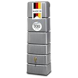 4rain Slim Regentonne 330 Liter steingrau - Wandtank, Wassertank, Fass, Regenfass, Regenwassertonne, Regenwassertank, Wasserbehälter, Wassertonne, Wasserfass, Wassertonnen für Garten