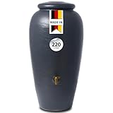4rain Amphora Regentonne 220 Liter Graphite Grey - Regenamphore, Wassertank, Fass, Regenfass, Regenwassertonne, Regenwassertank, Wasserbehälter, Wassertonne, Wasserfass, Wassertonnen für Garten