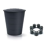 Kreher XXL Regentonne 'Smooth' 510L mit Deckel und Standfuß (optional). Aus Kunststoff in Anthrazit/Grau. Dezente Optik im runden Format, zeitlos und modern. (Anthrazit, Mit Deckel und Monoblock)