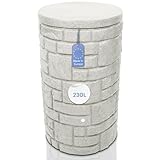 YourCasa Regentonne 230 Liter [StoneRain] mit Metallgewinde und Deckel in Steinoptik - Regenfass Frostsicher aus Kunststoff - Regenwassertonne - Regenwassertank Garten Wassertank (Hellgrau)