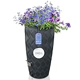 YourCasa Regentonne 240 Liter [Seabreeze] Regenfass Frostsicher aus Kunststoff mit Wasserhahn - Regenwassertonne - Wasserfass Regenwassertank Wassertonne für Garten (Anthrazit Mit Wasserhahn)