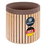 Beckmann Premium Regenfass 420 L – Massives Lärchenholz & Frostsicher – Made in Germany – Holzfass Wassertonne mit robuster brauner Innenfolie – Ø 82 x H 88 cm (Modell FL42)