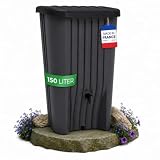 YourCasa Regentonne Cascade 150 Liter | Schmal & Platzsparend | Regenwassertonne mit integriertem Hahn | Anthrazit | Made in France