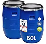 Garronda Set 2X 60 Liter Deckelfass Weithalsfass aus HDPE Regenfass für Garten Fass 60l Wassertonne Futtertonne Wasserbehälter Universalfass Wasserfass Lebensmittelfass Wassertank GD-0122, Blau