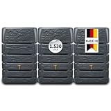 4rain Slim Stone Decor Regentonne Mauertank-Set 1530 Liter Graphite Grey, 3 x Slim Stone Decor 510 Liter inkl. Verbinder - Wassertank, Fass, Regenfass, Regenwassertonne, Regenwassertank