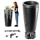 KADAX Regentonne 240L, Regenfass mit Wasserhahn, Pflanzschale und Standfuß, Regenwassertonne aus Kunststoff, Regenwassertank zum Sammeln von Regenwasser