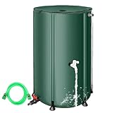 FAMIROSA Regenwassertonne Faltbare Regenwassertank für Garten, Wassertank, Regenwassersammler mit Deckel und Wasserhahn, Regentonne Überlaufschutz Regenfass Wetterfest (Grün, 380L)