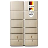 4rain Slim Regentonne Set 660 L, sandbeige, 2X Slim 330 L, inkl. Verbinder - Wandtank, Wassertank, Regenfass, Regenwassertonne, Wasserbehälter, Fass, Regenwassertank, Wasserfass, Wassertonne