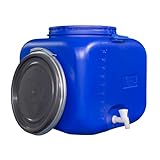 Fixkraft Fass Quad. mit Deckel, Spannring und Hahn 100l blau|lebensmittelecht Camping Aufbewahrung Behälter Wasserfass