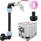 IBC Schwanenhals 3/4' Auslaufhahn, S60x6 Wasserhahn Absperrhahn 3/4 Zoll IBC Adapter für das Bequeme Befüllen der Gießkanne, IBC Tank Zubehör für Regenwassertank Wasserfaß Regenfass IBC-Container