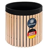 Beckmann Premium Regenfass 420 L – Massives Lärchenholz & Frostsicher – Made in Germany – Holzfass Wassertonne mit robuster schwarzer Innenfolie – Ø 82 x H 88 cm (Modell FM 42)