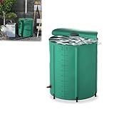 LILIIN 200L Regentonne Faltbar Regenwassertonne, Regenwassertank Wassertank Witterungsbeständig Wasserauffangbehälter inkl. UnteremAblauf, 50 Gallonen