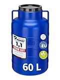 Garronda 60 Liter Weithalsfass aus BPA-freiem Futtertonne Fass Universalfass Lebensmittel Fass Regenfass für Garten Regentonne mit Deckel Regenwassertonne für Garten Wassertonne GD-0078, Blau