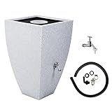 Regentonne Regenbehälter Regentank Regenfass 200 L eckig - modernes Desing (Granit weiß)