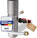 Regensammler für Fallrohre 100 mm - Zink Regenwassersammler für Fallrohr DN100 mit Schlauch- und Fassanschluss - Wassersammler für Regentonne, Zisterne - wetterfest und langlebig - Indiva